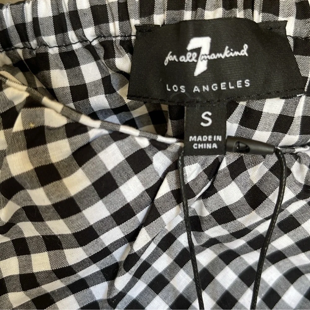 7 for all mankind Black and White Gingham Sleveless Ruffle Top - Picture 7 of 11